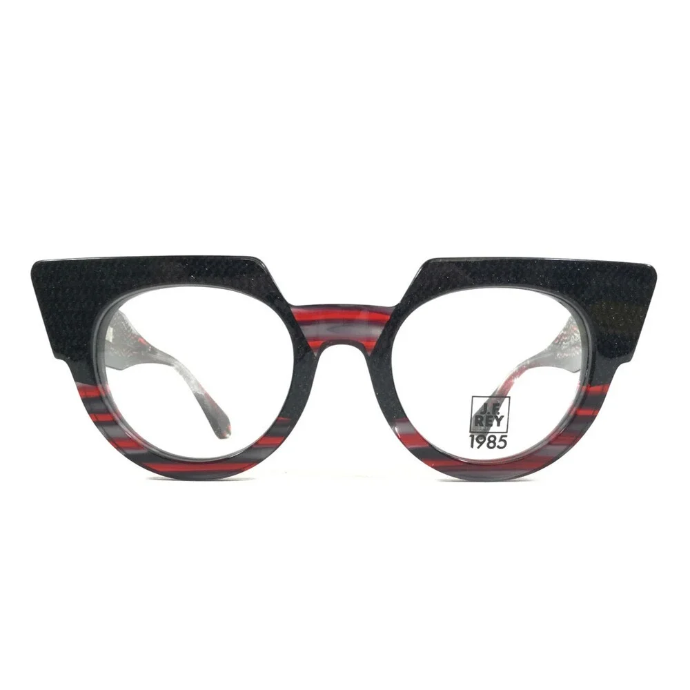 J. F. Rey Eyeglasses Frames CAROLINA 0830 Black Red Round Full Rim 49-23-143
